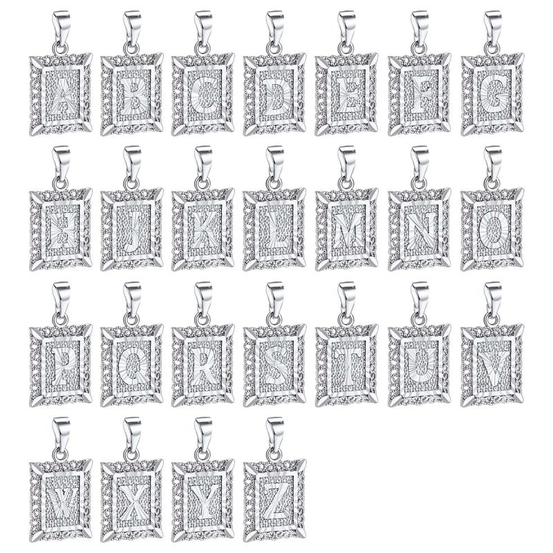 FindChic Initial Tag Necklace A-Z 26 Letters Name Pendant Necklace Double Chain Set Stainless Steel Chain Stack Vintage Chain Unisex for Women Men