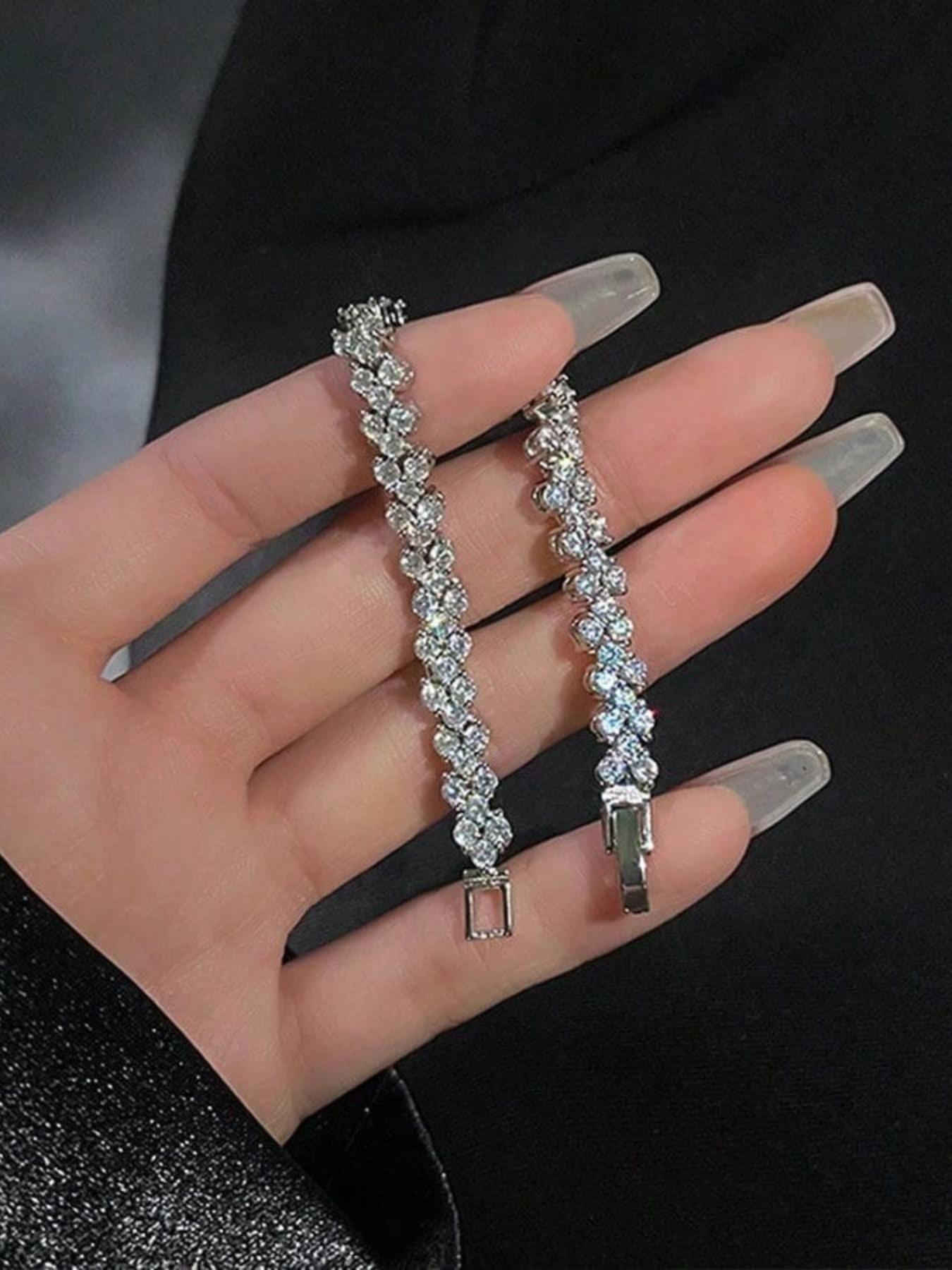 Roman Crystal Heart Rhinestone Bracelet Set, Elegant Design, Comfortable Fit, Perfect Gift for Sisters & Mothers, Ideal for Special Occasions, Exquisite Bracelet