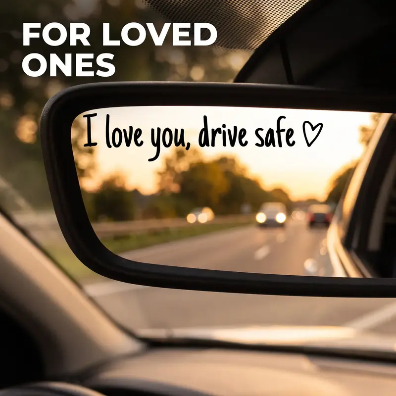 Vinyl Decal for Car,4 Counts Set I Love You Drive Safe Car Mirror Decal,Car Rearview Mirror Sticker,Universal Car Accessory,Car Stickers,Car Decals,Vehicle Exterior Decoration,Car Decorative Sticker,Car Decorations,Automotive Decals