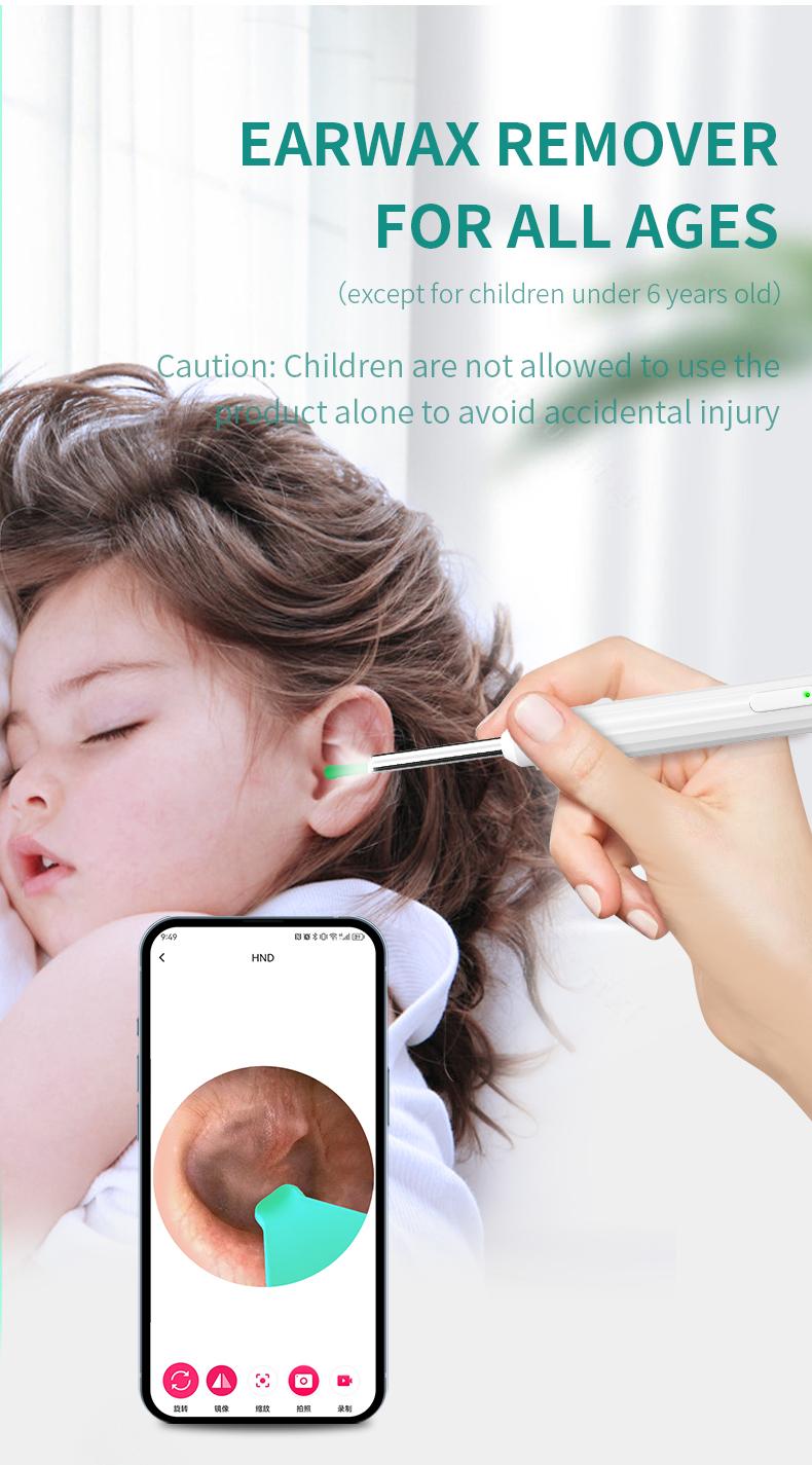 JPHYLL Wireless Visual Earpick with 6 LED Camera 1080P HD Resolution Type-C Charging 8 Accessories for iPhone & Android Ear Cleaning Tool - Green-Bird