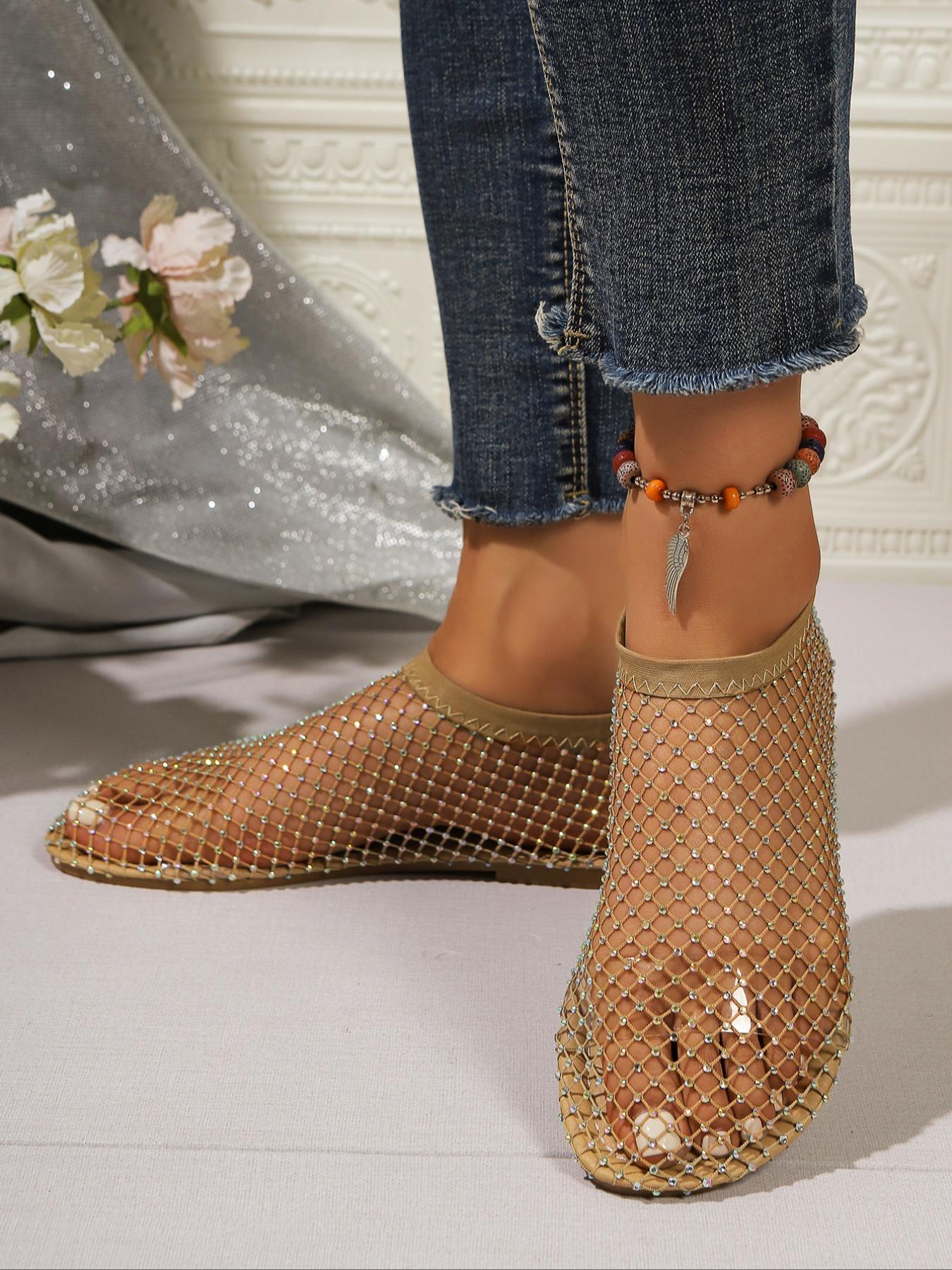 Women's Casual Round Toe Ballet Flats, Breathable Mesh Low Top Shoes, Spring & Fall Textile Upper, Comfortable Rubber Sole