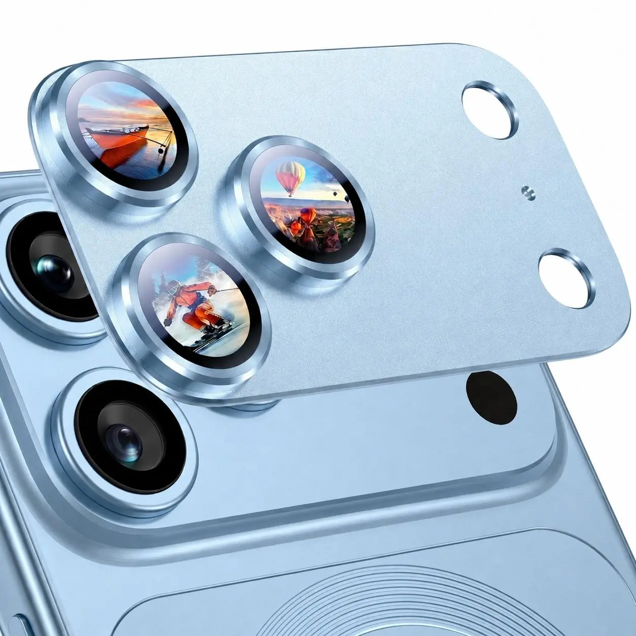 2 Pack Military Grade Camera Lens Protector for iPhone 18 Pro Max - Silver Aluminum & 9H Glass, Case Friendly