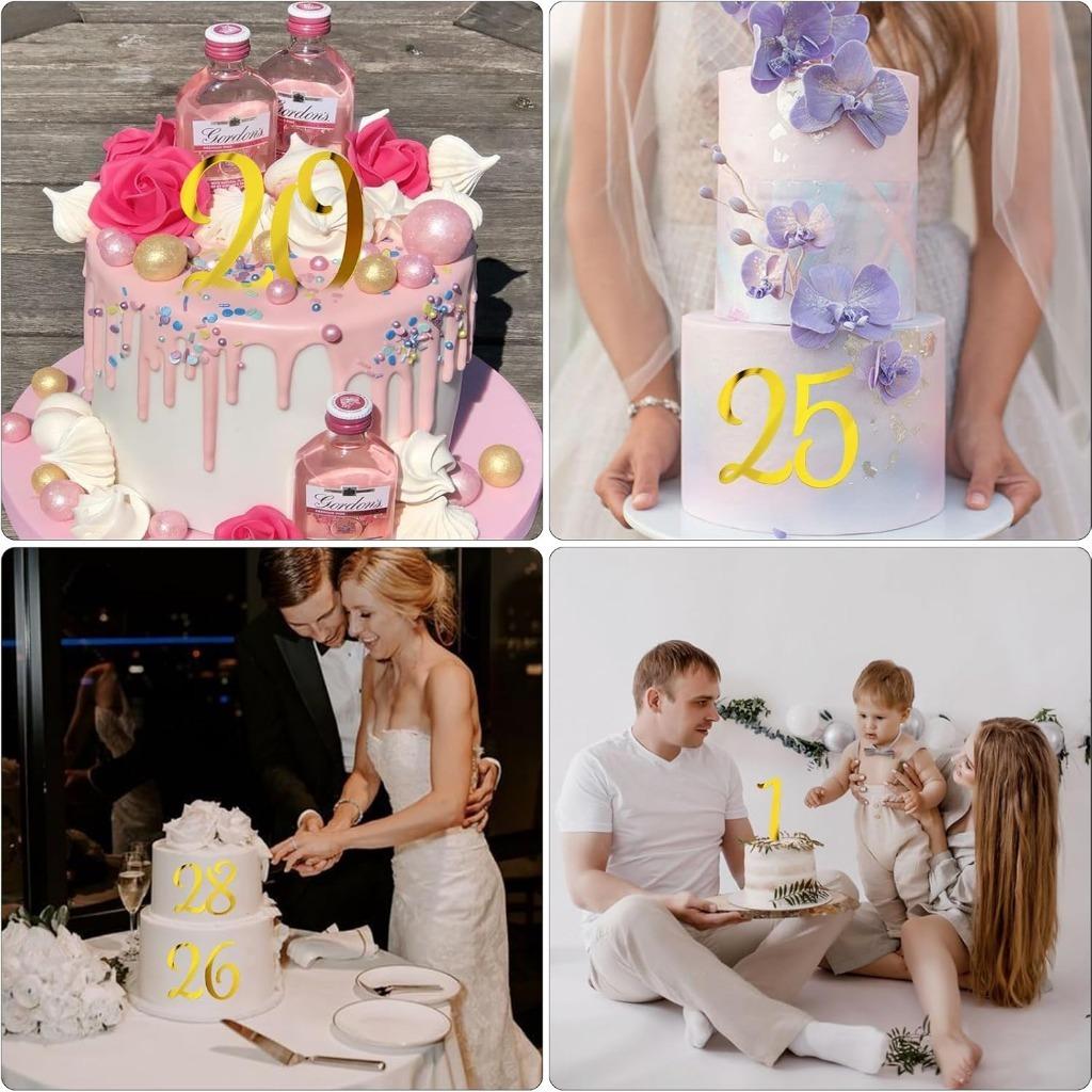 Upgrade Version Cake Decoration, 0-9 Years Birthday Cake Decorations, Reusable, Suitable for All Ages Wedding Celebration Party Supplies