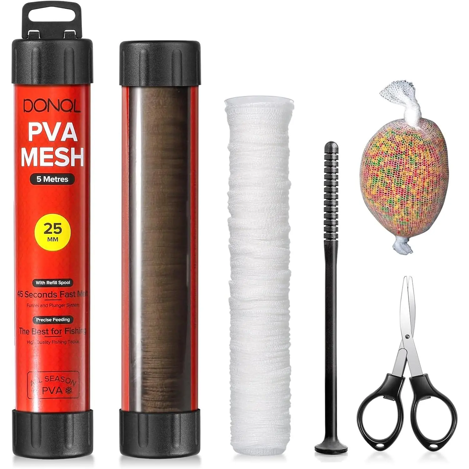 5M PVA Mesh Carp Fishing 45" PVA Bags PVA Mesh Bags for Carp Fishing |  Water Soluble Mesh Bags, , Plunger, PVA Bags Carp Fishing Refill Stocking for Boilie  Pellets Bags Holder