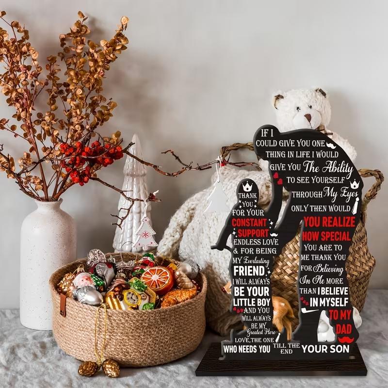 Wooden Plaque Gift for Dad, Son's Birthday or Father's Day Present, Cool Decorative Sign, Best Dad Decoration, 2D Plane Design