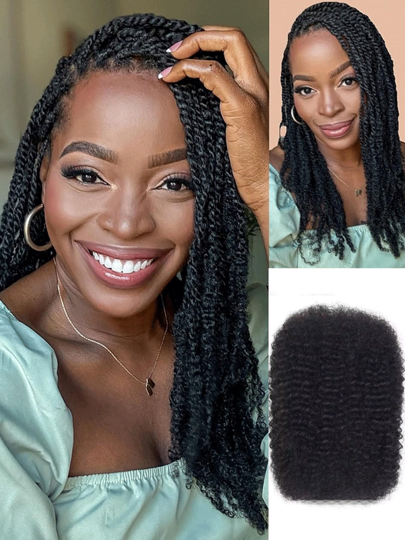 50G Afro Kinky Virgin Human Hair Bulk Unprocessed For Dreadlocks Restoration Mini Twist Braids Tangle Free Breathable Daily Use