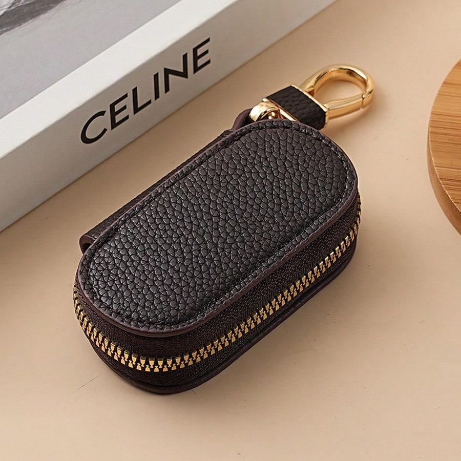 Women's Lychee Pattern Key Bag, Solid Color Design, Universal Fit, Large Capacity Storage, Ideal for Daily Use & Organizing Keys