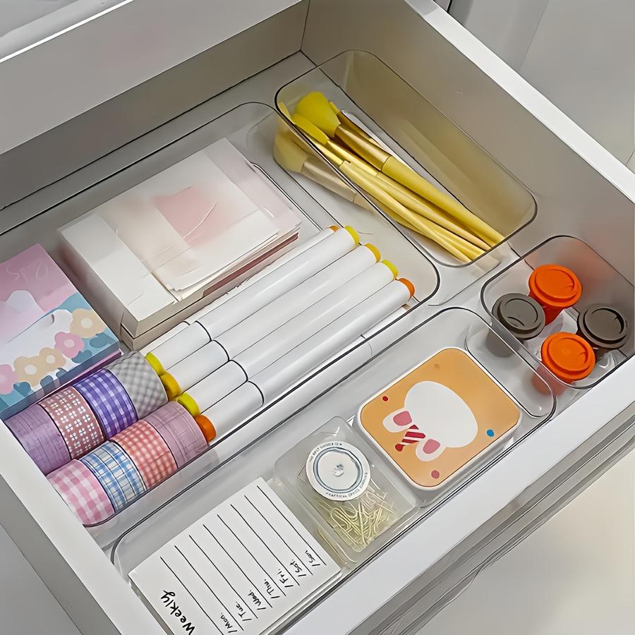 8 Piece Transparent Makeup Organizer Set, Cosmetics Organizer Storage, Beauty Organizer, Cosmetic Storage, Drawer Dividers & Desktop Storage Boxes, Clear Storage Box, Multi Grids Organizer, Divided Compartments, Durable Plastic Organizers