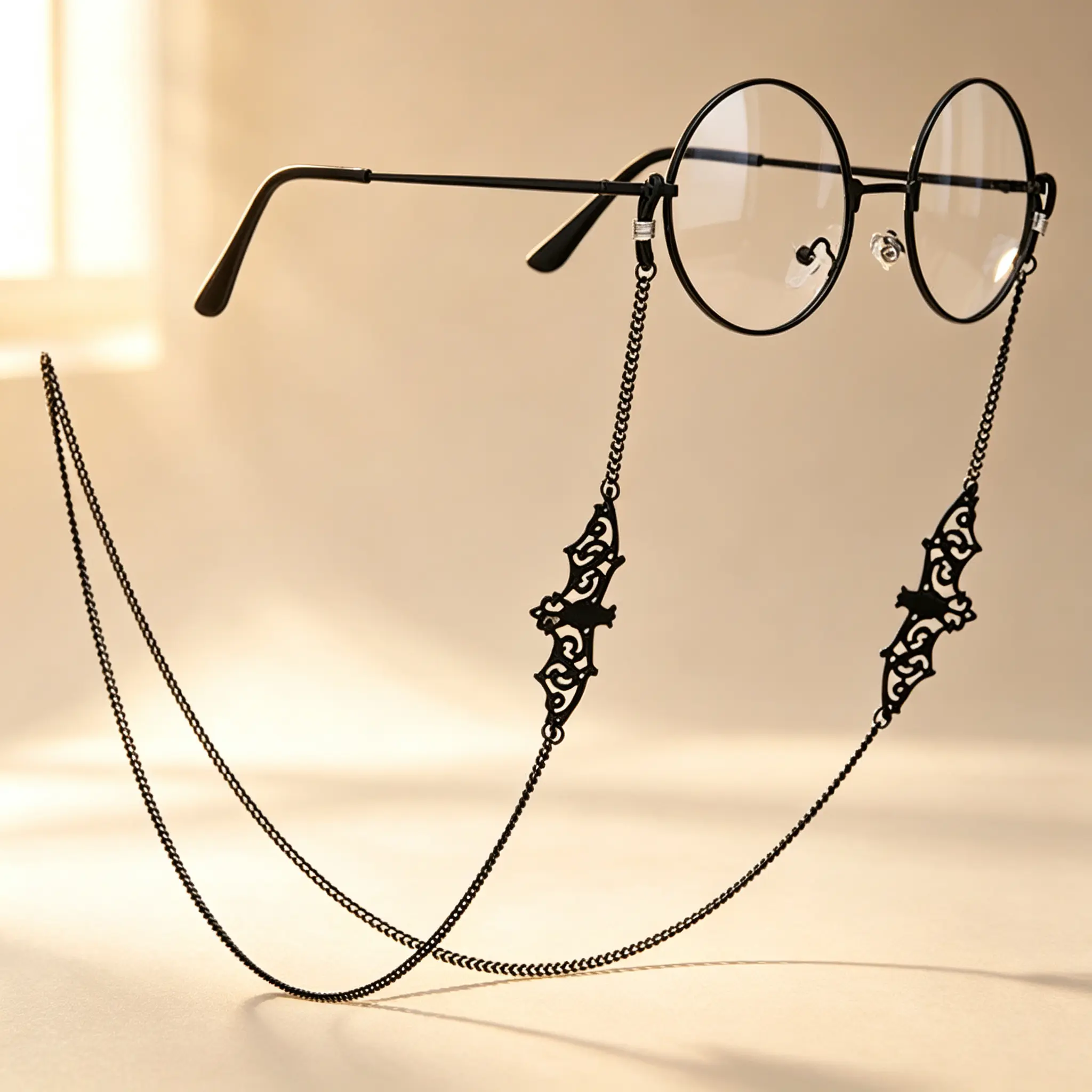 Bat Charm Glasses  for Women, 75cm Beaded Eyeglass Holder Strap with Hollow  Design, Cute Fashion Eyewear Lanyard for Daily Wear, School, Work and Outings