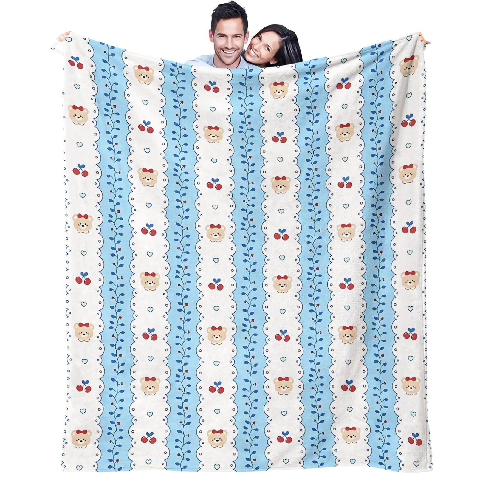 Cartoon Teddy Bear Print Blanket. Soft and Adorable Bear-Print Flannel Blanket Suitable for Bedrooms, Sofas, Living Rooms, and Outdoor Use. Soft and Skin-Friendly the Perfect Gift