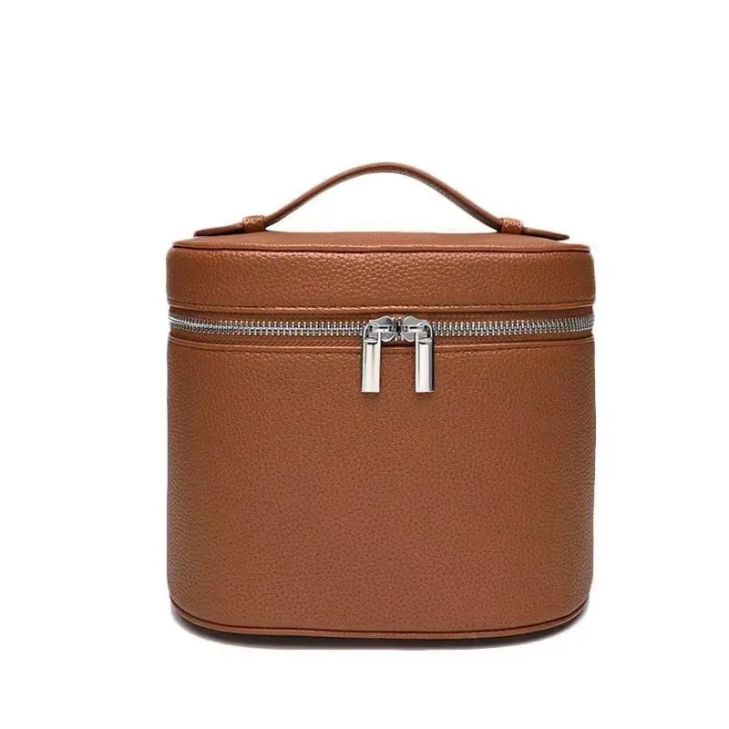 Large-capacity PU leather cosmetic box with internal storage box, customizable names and letters, travel portable makeup organizer bag