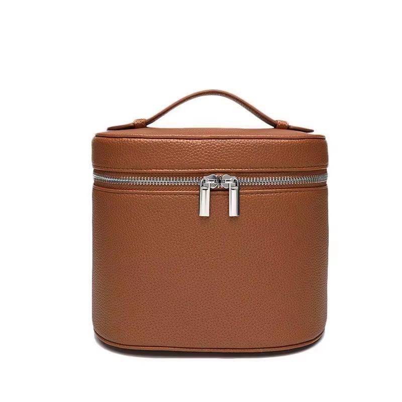 Large-capacity PU leather cosmetic box with internal storage box, customizable names and letters, travel portable makeup organizer bag