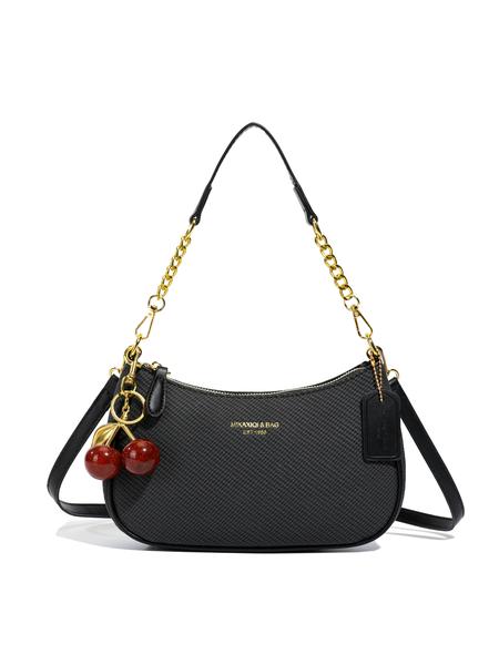 Small fresh  sweet shaped shoulder handbag, white lychee pattern simple classic design, cherry pearl chain bag, exquisite fashion   versatile, niche design suitable for daily commuting, shopping, etc.