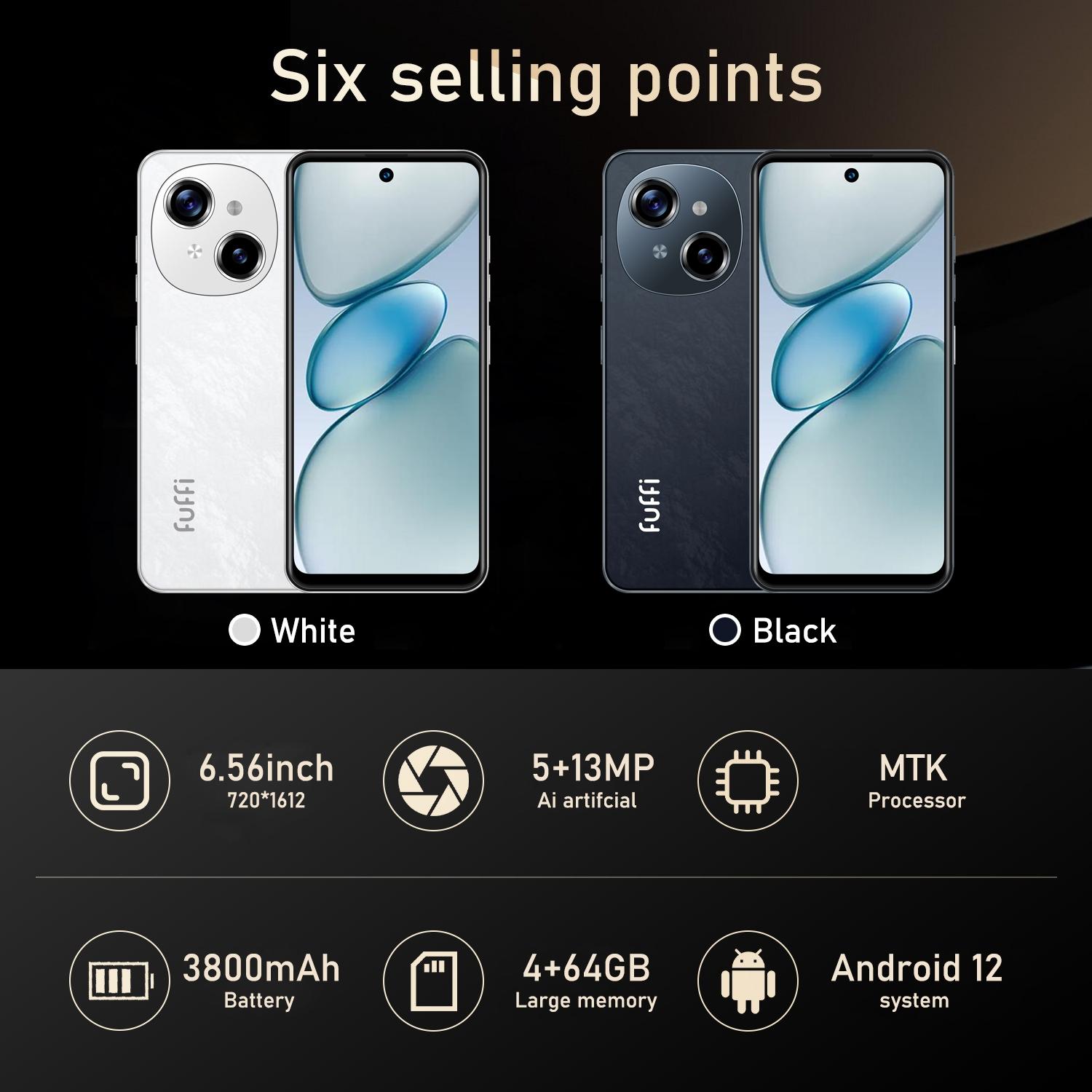 FUFFi-Smartphone, 4+64GB ROM, 6.56-Inch Display, 5+13mp Camera FUFFi-Smartphone, 4+64GB ROM, 6.56-Inch Display, 5+13mp Camera