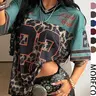 Y2K Retro Style Peregrinate 23 Leopard Print Jersey Top, Loose Fitted V-Neck Sport Tee, Hip-Hop Streetwear for All Seasons, Sports T Shirt