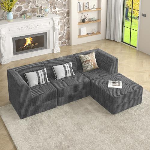 Niccae Customizable L-Shaped Sofa Set - Minimalist Modular Sectional Couch with Removable Cushions & Compression Tech for Studio Apartment Dorm Room & Small Space Furniture Lounge
