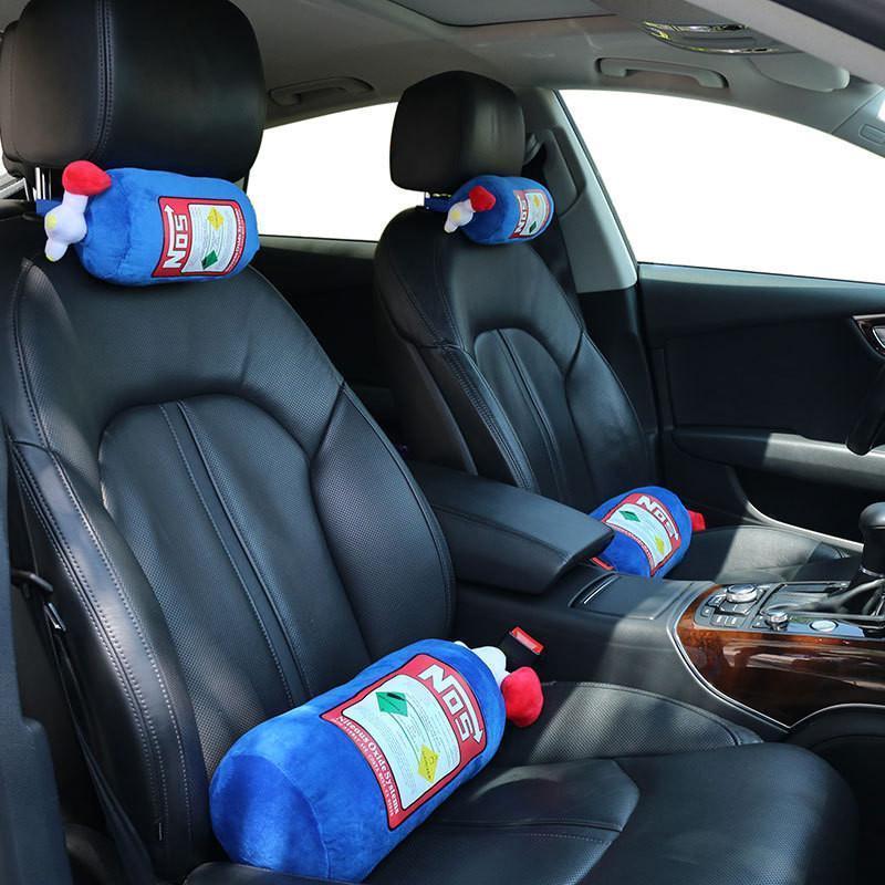 Car Seat Creative Headrest Neck Plush Pillows Car Nitrogen Cylinder Shape Neck Pillow Seat Cushion Waist Pillow Car Accessories