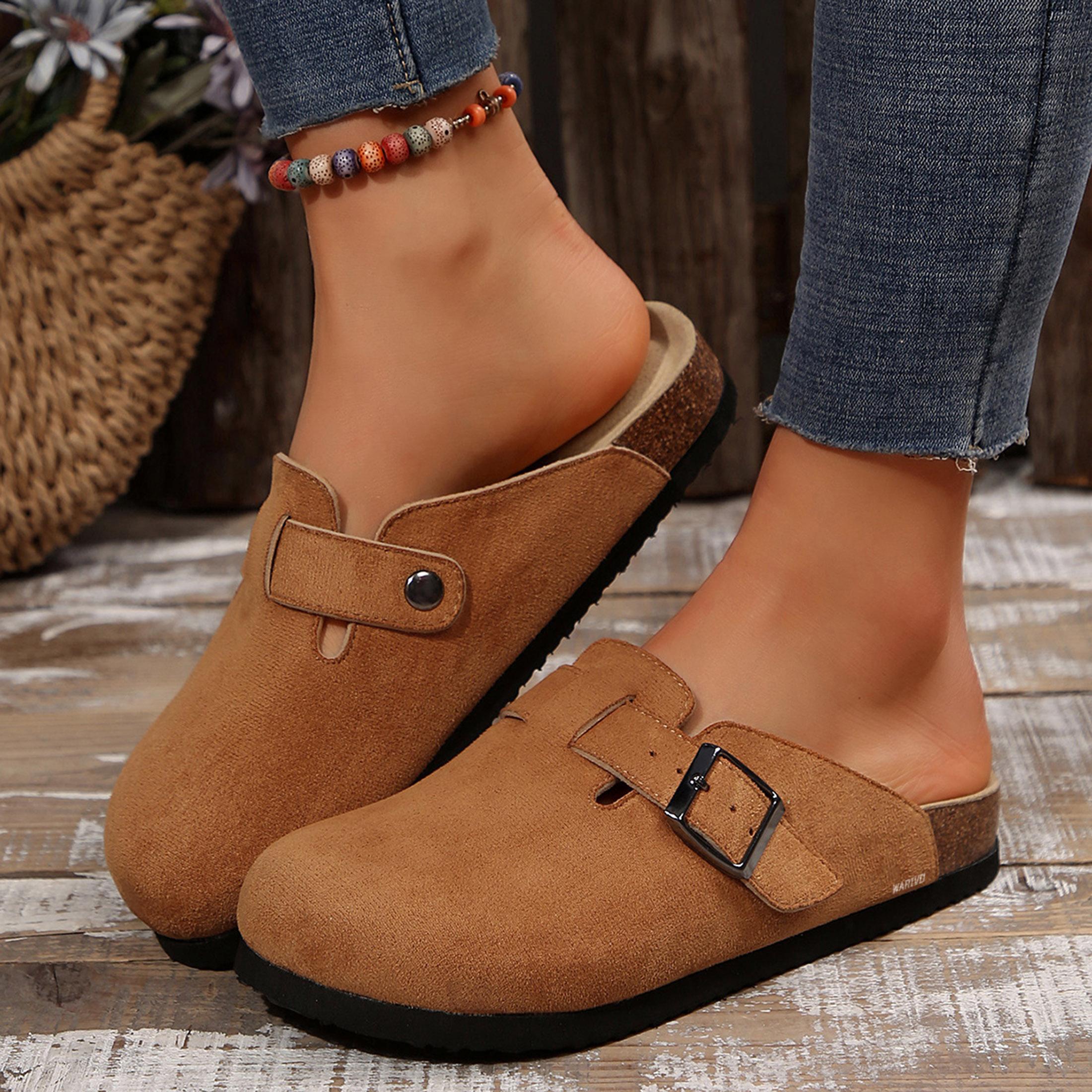 Women's Suede Clogs Mules Cork Footbed Potato Shoes, Slip On Sandals with Adjustable Buckle Indoor Outdoor Walking Shoes Springfresh Women's Suede Clogs Mules Cork Footbed Potato Shoes, Slip On Sandals with Adjustable Buckle Indoor Outdoor Walking Shoes Springfresh