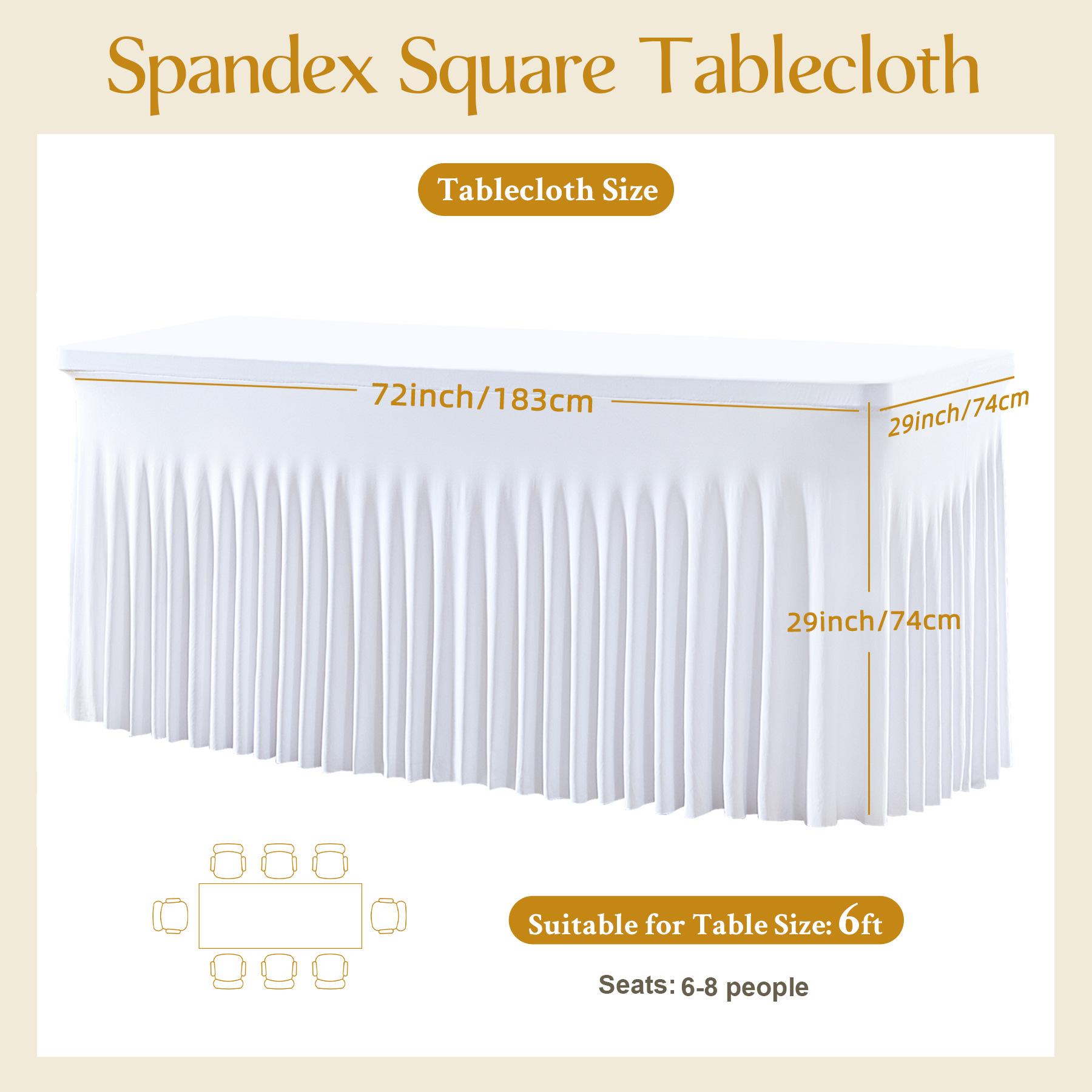Stretch Tablecloth with Skirt, 4/6/8ft for Rectangle Table, Wrinkle Resistant & Washable, Perfect for Party, Wedding, Outdoor & Holiday Gifts