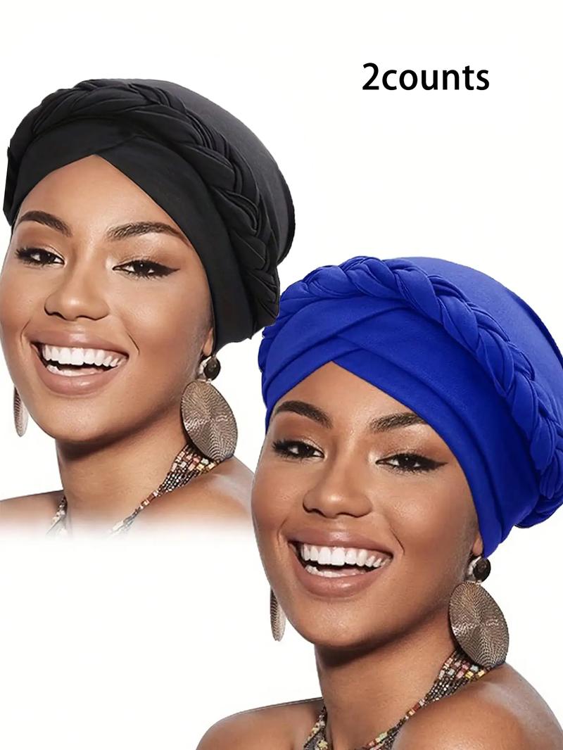 Women's Simple Style Plain Color Braided Design Turbans, 90s Vintage Hats for Women, Beach Essentials, Casual Trendy Hair Bonnet, Fashion Hair Accessories for Daily Use, Fashion Matching Hat
