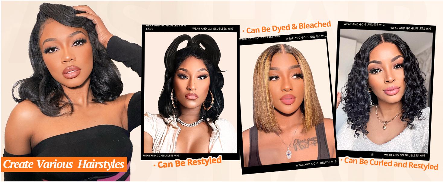 Nerkre TiktokShop Ginger Water Wave Bob Wig Human Hair 13x4 HD Transparent Lace Front Human Hair Wig 180% Density Orange Color Short Bob Wig Glueless Wigs Human Hair Pre Plucked With Baby Hair for Women