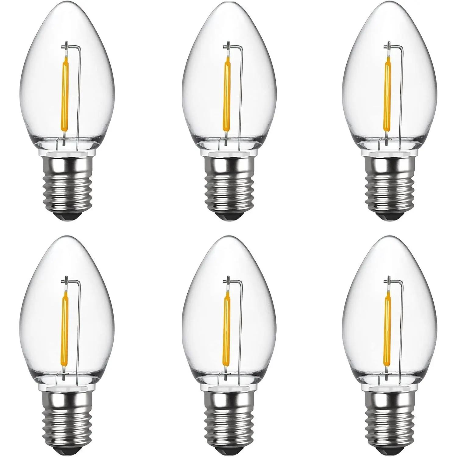C7 LED Night Light Bulbs, Shatterproof LED Replacement Bulbs for Window Candles & Chandeliers, E12 Candelabra Base, 0.6 Watt Equivalent to 7Watt Incandescent Bulb, Warm White,6 Pack