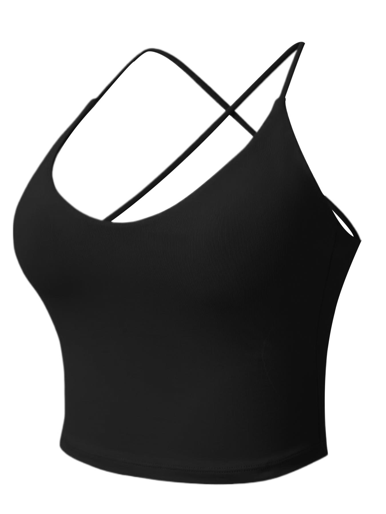 Women's High-Stretch Backless Cross-Back Seamless Tank Top Fitness Yoga Sports Bra Quick-Dry Running Spaghetti Strap Backless Cross-Back Sexy Training Top With Padded Cups Cross-Back Straps Oversized Backless Nude-Effect Sports Bra Yoga Workout Activewear