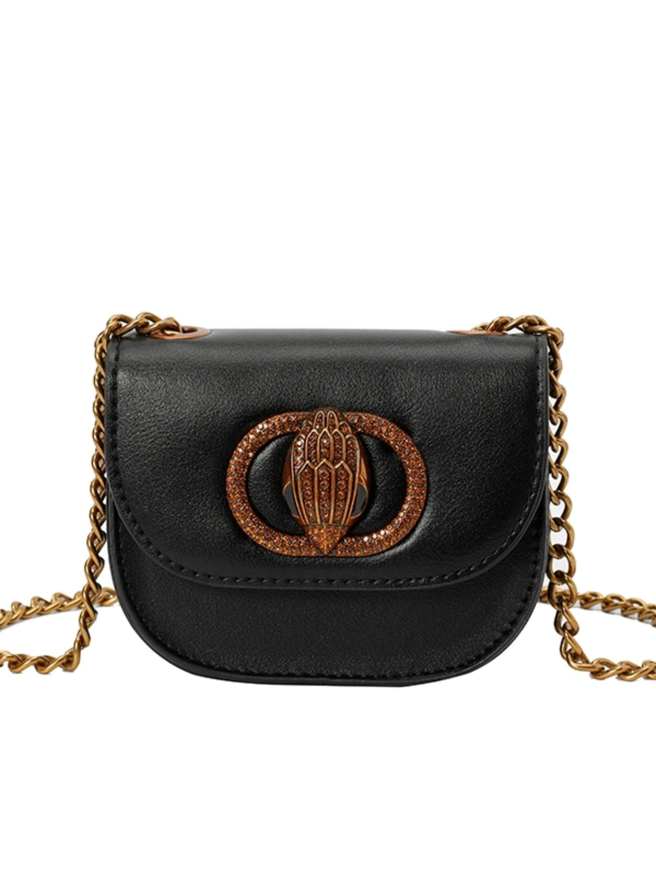 New Mini Chain Bag, Solid Color Flap Closure, Half Round Crossbody Bag, High-End Single Shoulder Fashion, Trendy Luxurious Handbag, Crescent Bag, Lightweight Crossbody Bag