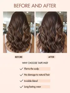 20pcs Tape-In Hair Extensions – Real Remy Human Hair, Natural Straight, Invisible Skin Weft, Seamless Double-Sided Adhesive, Reusable, Tangle-Free, 12-24 Inch, Perfect for Salon, Weddings, Parties, Daily Wear, Photoshoots, Cosplay, Y2K, K-Pop & Holiday