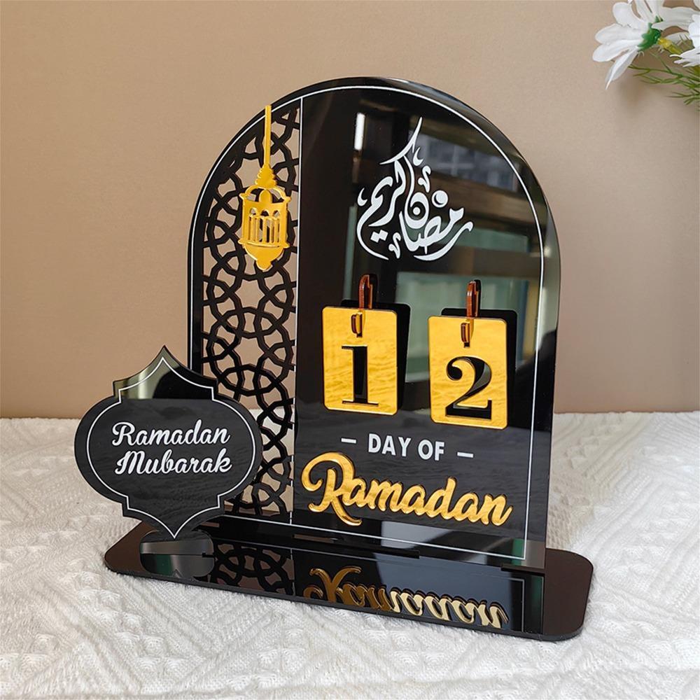 Ramadan Acrylic Countdown Calendar - Tabletop Eid Mubarak Advent Decor for Home & Indoor Ramadan/Eid Celebrations