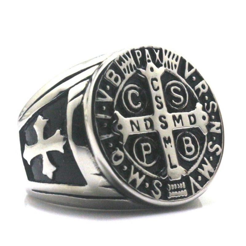 High-End Retro Punk Cross Statement Ring, Two-Tone Gold Silver Contrast Metal Cross Band, Unique Cool Street Hip Hop Decor Jewelry For Daily Party Outfit Punk Ring Cross Ring Two Tone Jewelry Statement Ring Street Accessory