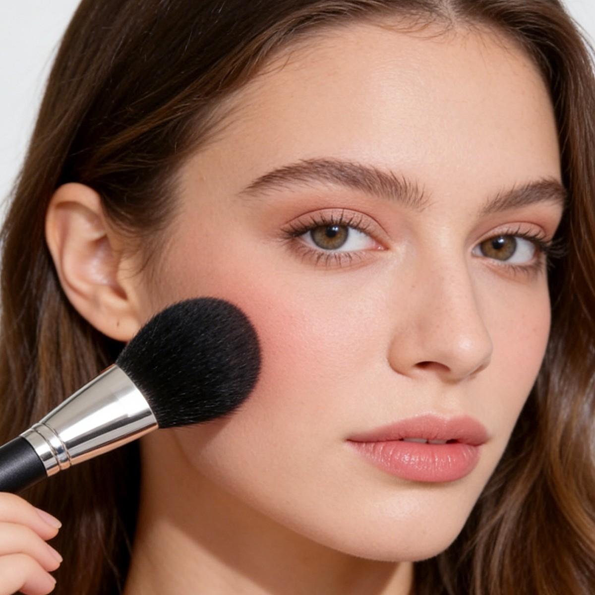 Single-stem multi-functional fiber brush hairs makeup brush Beauty Travel Brush. Suitable for blush brush, loose powder brush, contour brush, blending brush. A durable and long-lasting cosmetic tool that fits the facial contour.