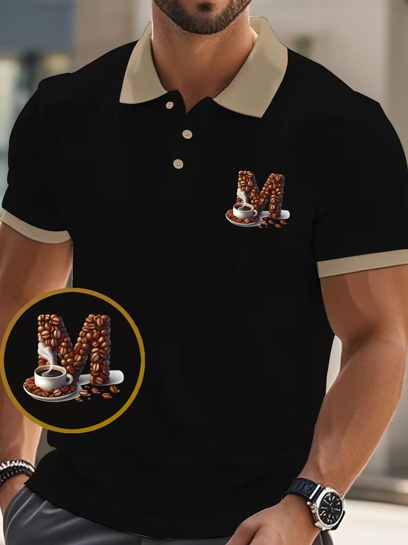 Men's Geometric Print Polo Shirt, Slim-Fitting Casual Business Wear, Short Sleeve, Ideal for Daily Commute, Travel, Gifts