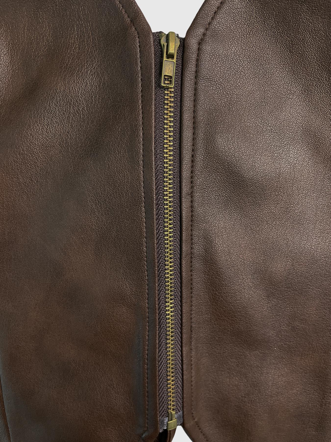 Women's Backless Waist Cinched Sleeveless Vest, Summer Fashion, PU Material, Fitting, Plain Pattern, Casual Wear