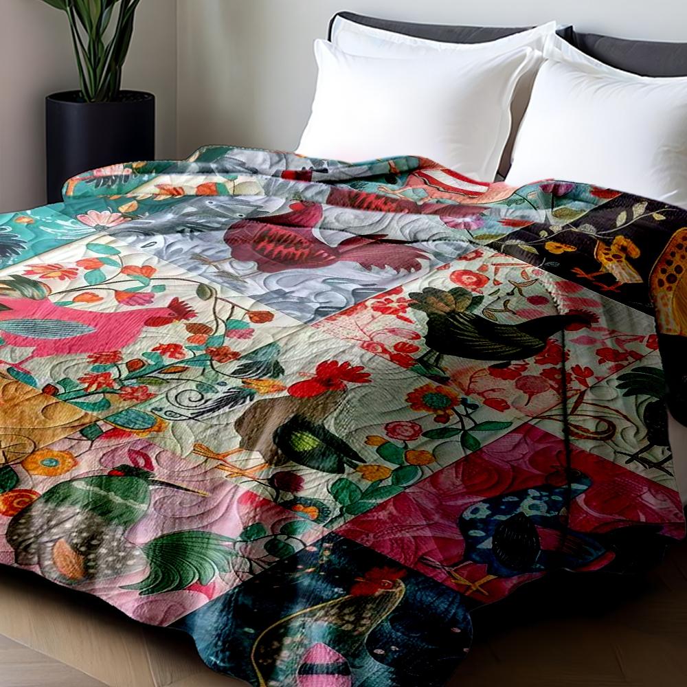 Cute Patchwork Chicken Pattern Blanket, Ultra Soft Flannel Throw Blanket, Shawl Blanket, Small Cover Blanket, Perfect Holiday Gift