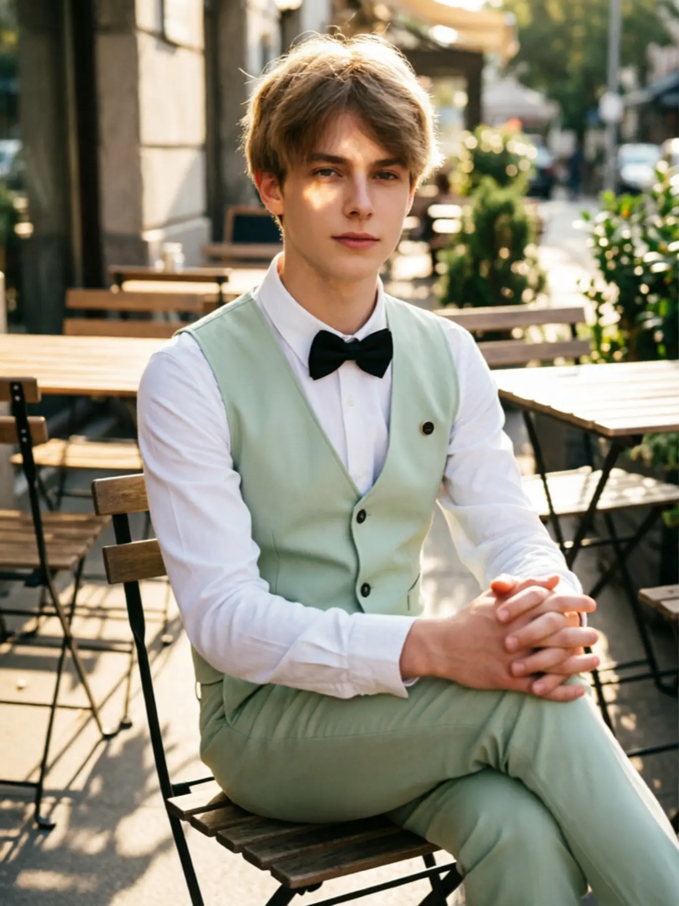Teen Boys Mint Green 2 Piece Vest Pants Set Slim Fit Junior Groomsman Formal End of Summer Wedding Birthday Party Outfit Tween Fashion Trend Lightweight Breathable