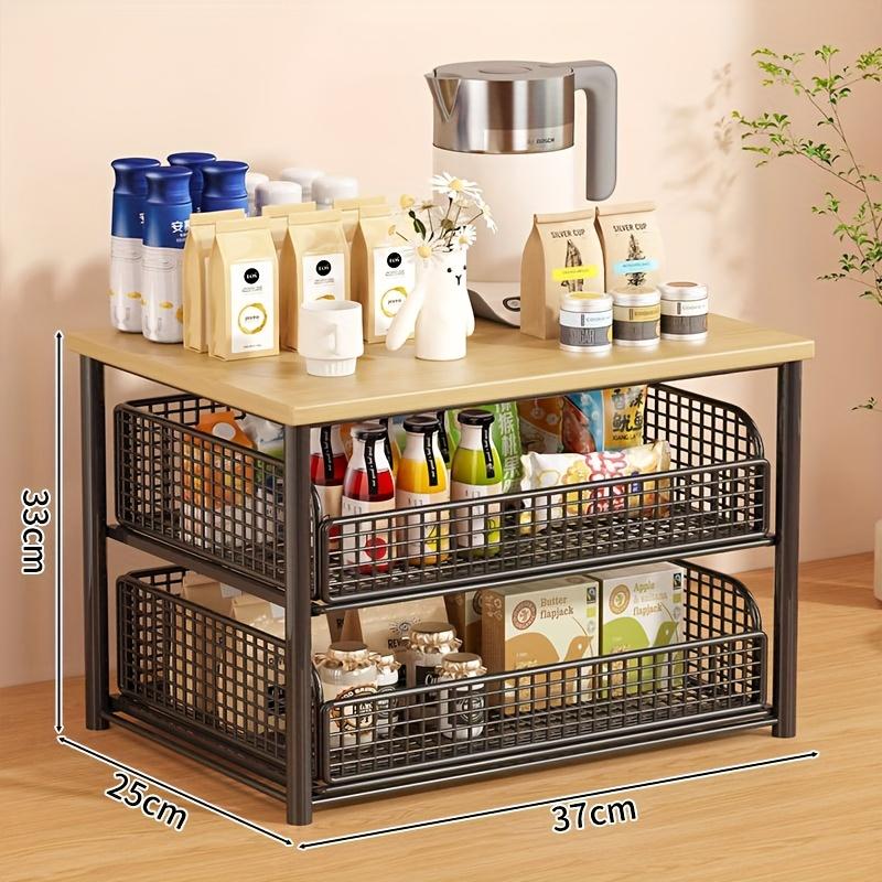 1pcs Multi Layer Storage Shelf Kitchen Condiments Bathroom Toiletries Coffee Machine Under Counter Organizer Tiered Rack for Tea Bread Snacks Cups Beverage Storage Rack