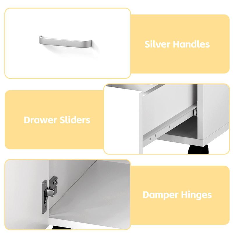 Beauty Salon Resistant with Drawers & Cabinet, Nail Desk Station for Nail Tech with Electric Downdraft Vent & Locking Castors & Wrist Cushion, Manicure Table Nail Desk for Spa Beauty Salon