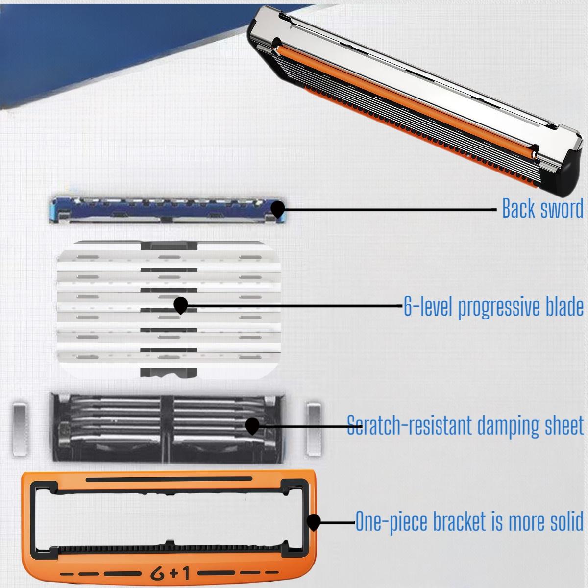 Men's Shaving Razor Set with 1 Handle and Extra Refills, Precision Trimmer, Stainless Steel Blades, Universal Fit, Sealed Packaging