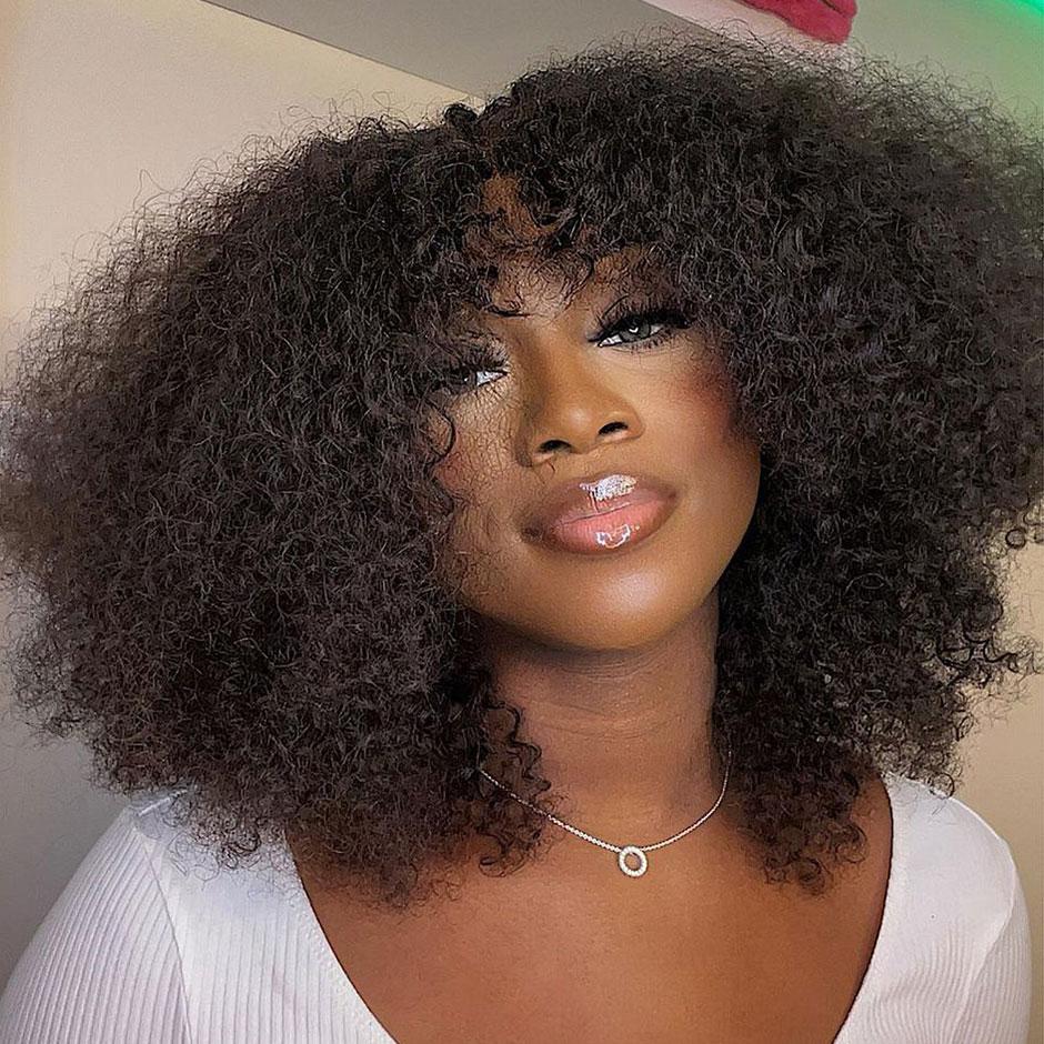 MOREFACE BEAUTY Glueless Wig 5 Seconds Quick Install Wear&Go 7x5 Pre-Cut HD Lace Kinky Curly Human Hair Wig Beginner Friendly