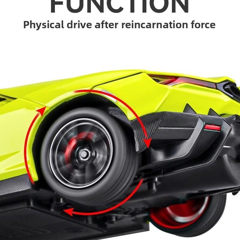Alloy Sports Car Model, Scale Model Car, Collector Model Car, Manual Scissor Door, Smoke Effect, Sound Light, Adjustable Rear Wing, Shock Absorption, Gift Box