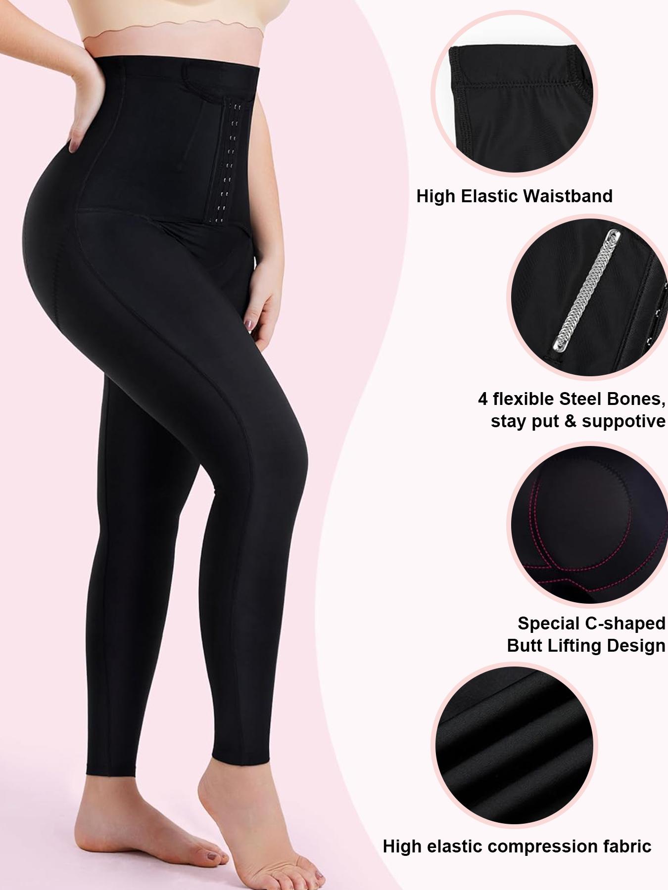 Women's High Strength Stretchy Slimming Waist Cincher Pants, Adjustable Buckle, High Waist, Plain Pattern, Casual Style, All Seasons