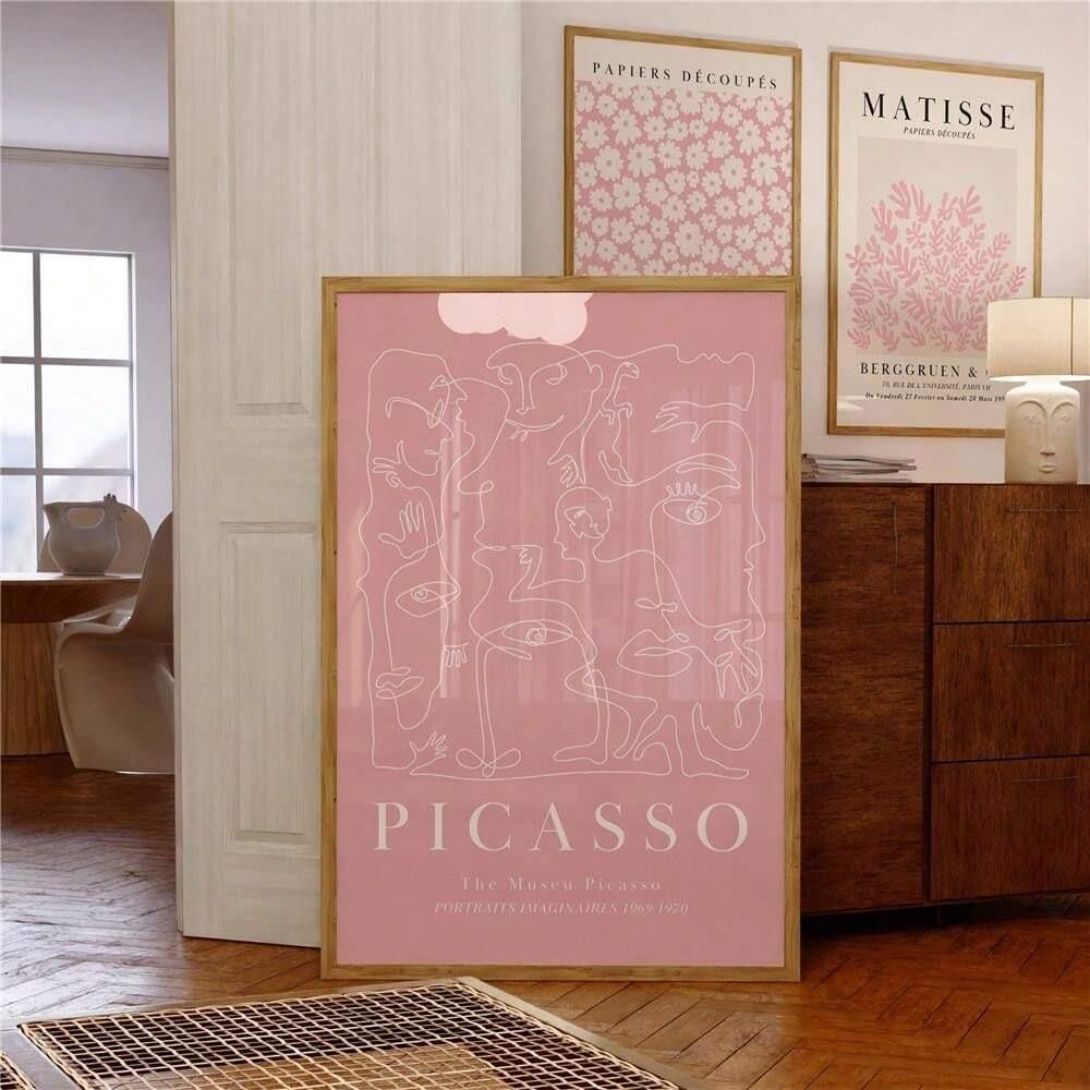 Matisse Flower Market Poster, 3 Counts/set Flower Pattern Wall Art, Exhibition Poster, Wall Art, Living Room Pink Floral Art, Decor, Unframed Art Print