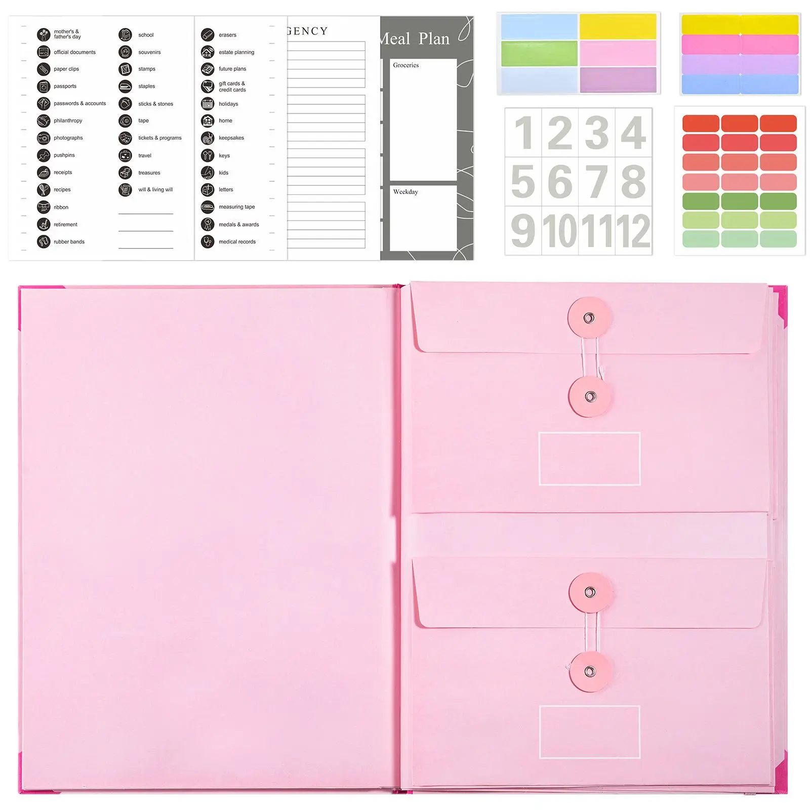 Accordion File Organizer for Important Documents, Manila Pocket Document Folder with Labeled Pockets, Expanding Folder for Passports, Birth Certificates, Important Papers, Office & Home Storage, Office Filing Supplies