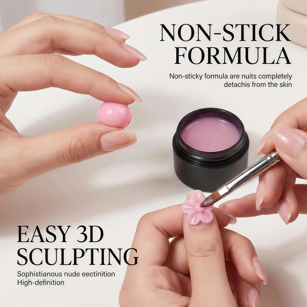 4pcs Non-Stick Solid Gel Set with Double-Headed Pen, 3D UV Nail Gel Kit for Nail Embossing & Sculpting, DIY Manicure at Home