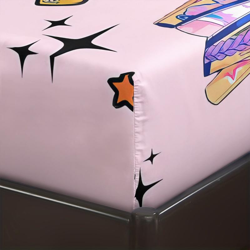 K Pop Demon Hunters Soft Breathable Fitted Sheet Set, bed sheets set, 3 Counts/set including 1 Fitted Sheet & 2 Pillowcases, Cute Idol Themed Decor for Bedrooms and Gifts