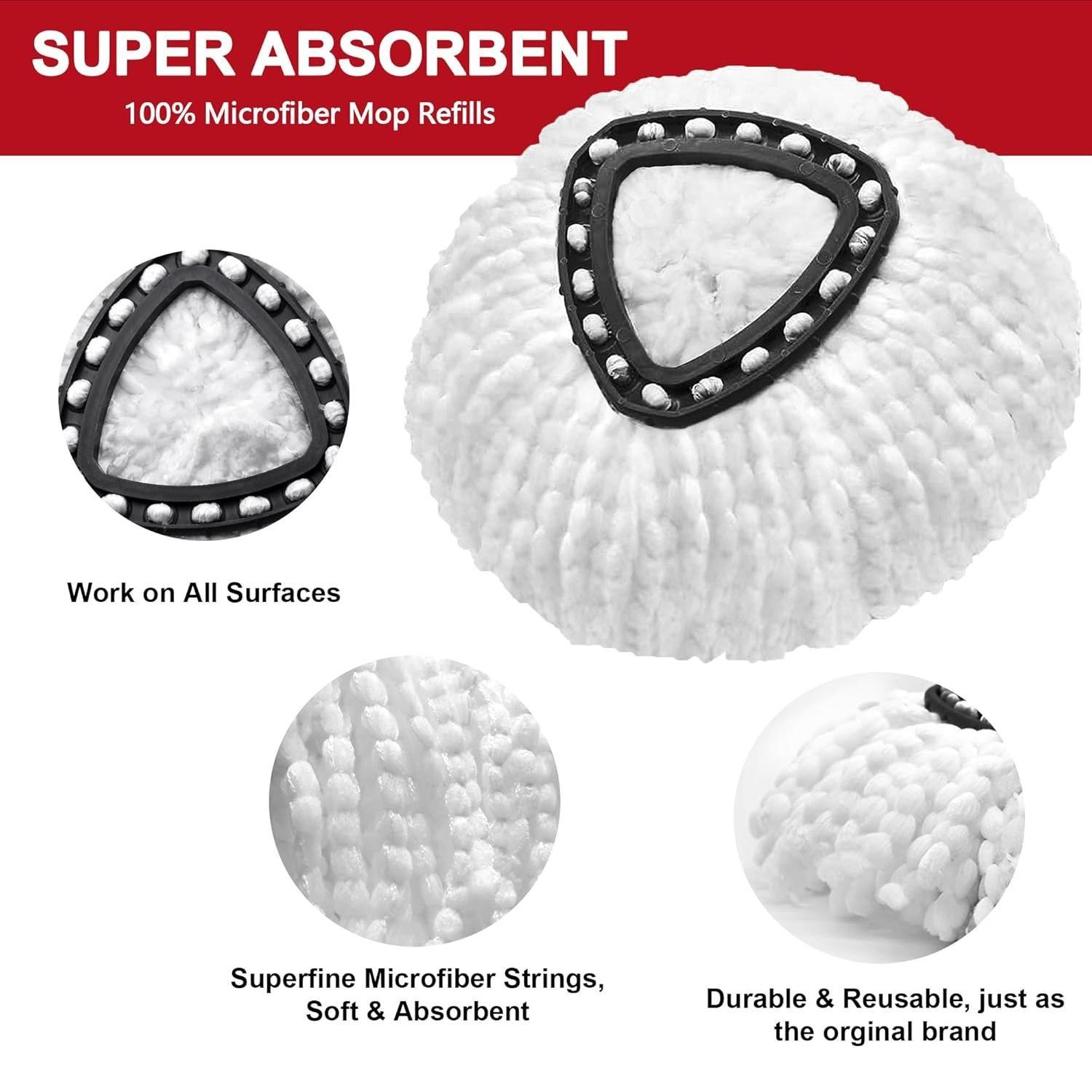 Triangular Mop Head, Fine Fiber Rotating Mop Replacement Head, Household Cleaning Tool for Home Kitchen Bathroom