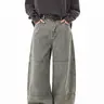 Men's Mud Loose Vintage Washed Denim Jeans, High Street Wide Leg Pants, Casual Relaxed Fit, Y2K Aesthetic Street Style