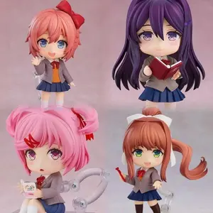 Doki Doki Literature Club Figure Monica Sayori Natsuki Yuri Interchangeable Faces Articulated Joint Model Collectible Toy Gift