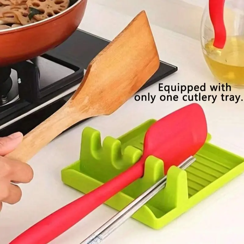 Multifunctional Silicone Spoon & Spatula Rest, Cutlery Holder, Tableware, Practical Kitchen Tool Organizer, Durable & Space-Saving Design, Ideal for Home Use